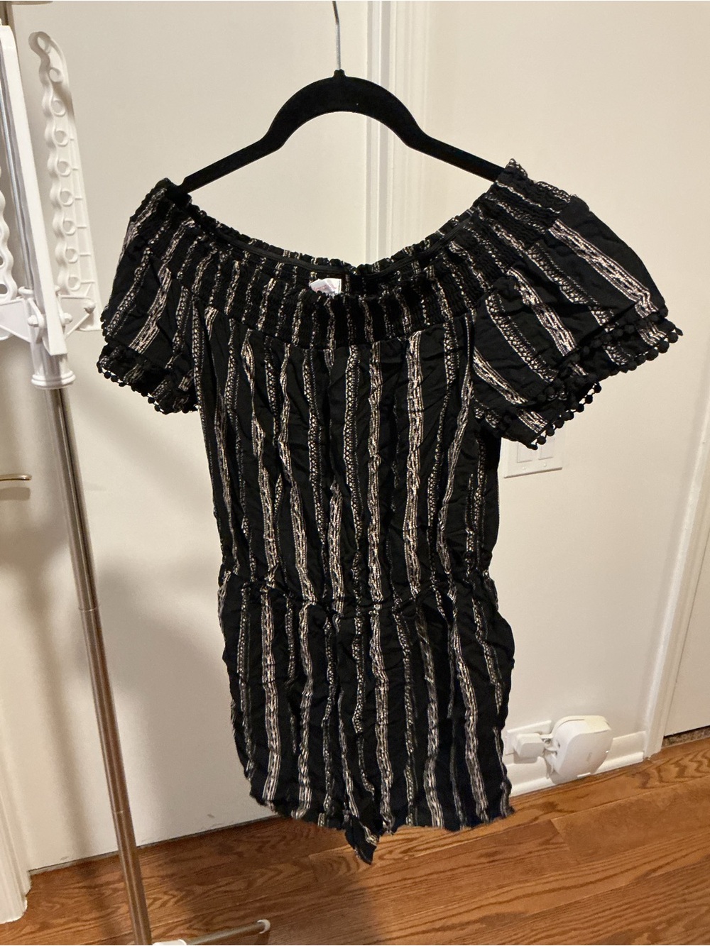 Off-Shoulder Black Striped Women’s jumper